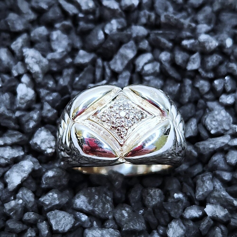 Scott Kay .925 Diamond Basket Weave Ring Sz 7
